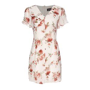 V Neck Short Sleeves Floral Dress